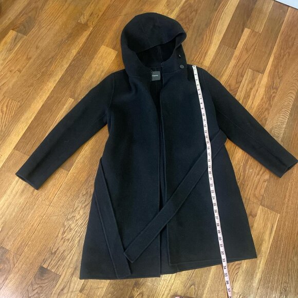 Theory 100% Wool Robe Coat with Hood, Tie, and Pockets - S/M - Picture 6 of 8